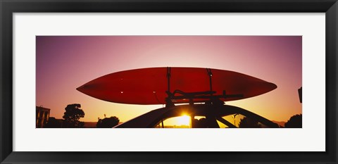Framed Close-up of a kayak on a car roof at sunset, San Francisco, California Print