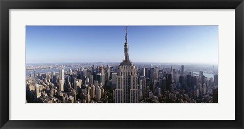 Framed Aerial view of a cityscape, Empire State Building, Manhattan, New York City, New York State, USA Print