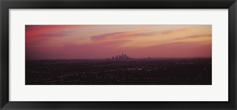 Framed Red sky over Los Angeles, California Print