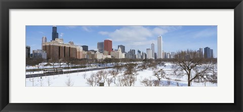 Framed Skyscrapers in a city, Grant Park, South Michigan Avenue, Chicago, Illinois, USA Print