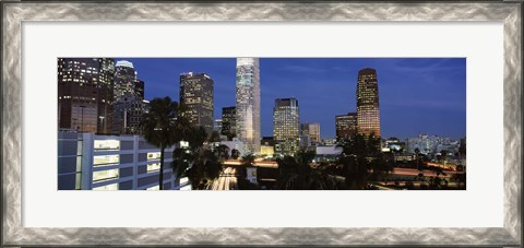 Framed Skyscrapers at night in the City Of Los Angeles, Los Angeles County, California, USA Print
