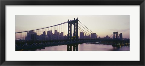 Framed Bridge across a river, Manhattan Bridge, East River, Manhattan, New York City, New York State, USA Print