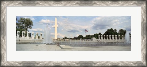 Framed Fountains at a memorial, National World War II Memorial, Washington Monument, Washington DC, USA Print