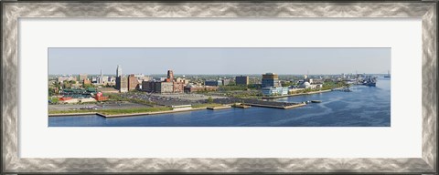 Framed Buildings at the waterfront, Adventure Aquarium, Delaware River, Camden, Camden County, New Jersey, USA Print