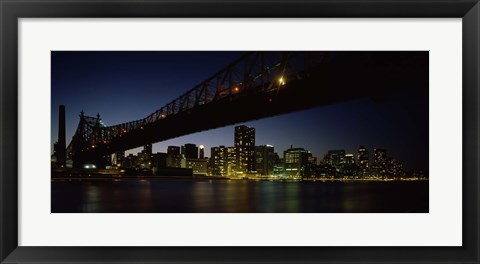 Framed Queensboro Bridge Over East River, Manhattan (night) Print
