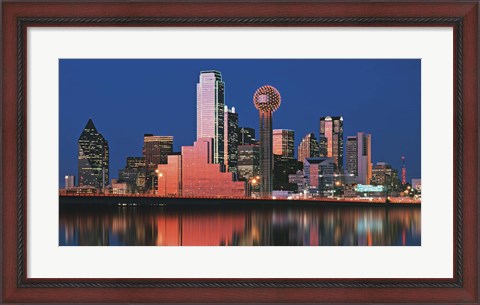 Framed Reflection of skyscrapers in a lake, Digital Composite, Dallas, Texas, USA Print