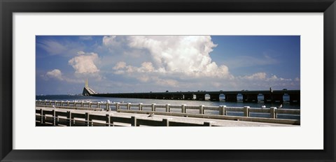 Framed Bridge across a bay, Sunshine Skyway Bridge, Tampa Bay, Gulf of Mexico, Florida, USA Print