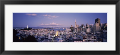 Framed High angle view of a cityscape from Nob Hill, San Francisco, California Print