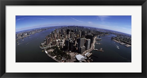 Framed Aerial view of Manhattan and rivers, New York City, New York State, USA Print