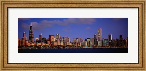 Framed Lake Michigan City Skyline at Dusk, Chicago, Illinois, USA Print