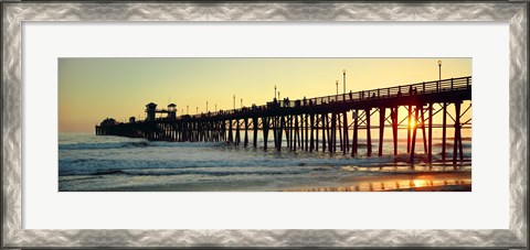 Framed Pier in the ocean at sunset, Oceanside, San Diego County, California, USA Print