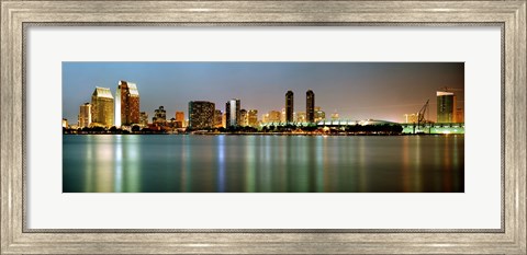 Framed City skyline at night, San Diego, California, USA Print