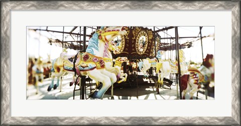 Framed Close-up of carousel horses, Coney Island, Brooklyn, New York City, New York State, USA Print
