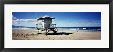 Framed Lifeguard hut on the beach, 8th Street Lifeguard Station, Manhattan Beach, Los Angeles County, California, USA Print