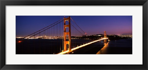 Framed Golden Gate Bridge Lit Up at Dusk, San Francisco Print