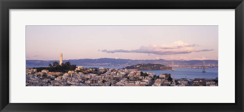 Framed High angle view of a city, Coit Tower, Telegraph Hill, San Francisco, California Print