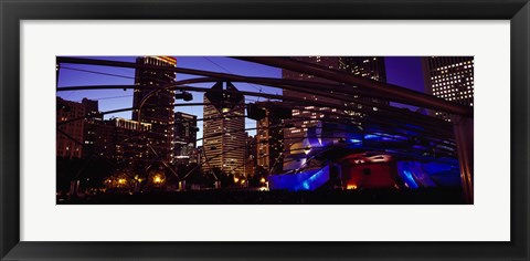 Framed Buildings lit up at night, Millennium Park, Chicago, Cook County, Illinois, USA Print