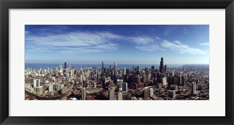 Framed Aerial view of a cityscape with Lake Michigan in the background, Chicago River, Chicago, Cook County, Illinois, USA Print