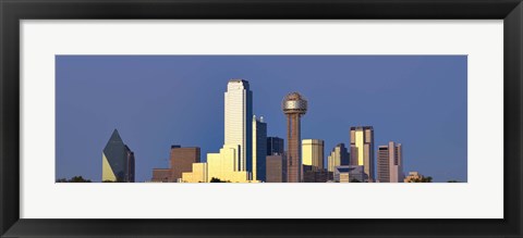 Framed Dallas Skyline with Skyscrapers Print