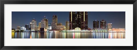 Framed Buildings along the Detroit River, Detroit, Michigan Print