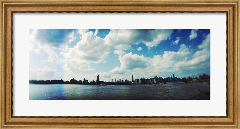 Framed Manhattan skyline viewed from East River Park, East River, Williamsburg, Brooklyn, New York City, New York State, USA Print