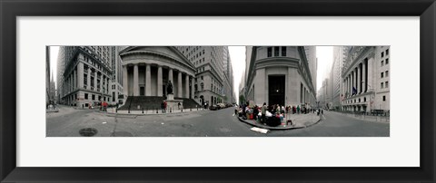 Framed 360 degree view of buildings, Wall Street, Manhattan, New York City, New York State, USA Print