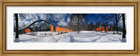 Framed 360 degree view of gates in an urban park, The Gates, Central Park, Manhattan, New York City, New York State, USA Print