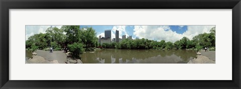 Framed 360 degree view of a pond in an urban park, Central Park, Manhattan, New York City, New York State, USA Print
