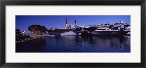 Framed Aircraft carriers at a museum, San Diego Aircraft Carrier Museum, San Diego, California, USA Print