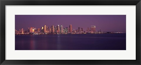 Framed San Diego with Purple Sky as Seen from the Water Print