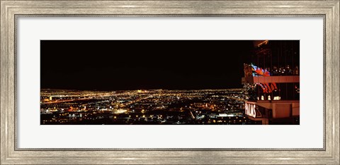Framed Hotel lit up at night, Palms Casino Resort, Las Vegas, Nevada, USA 2010 Print