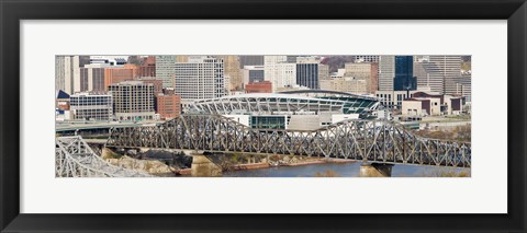 Framed Bridge across a river, Paul Brown Stadium, Cincinnati, Hamilton County, Ohio, USA Print