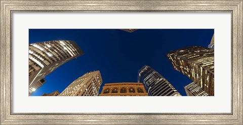 Framed Low angle view of high-rise buildings at dusk, San Francisco, California, USA Print