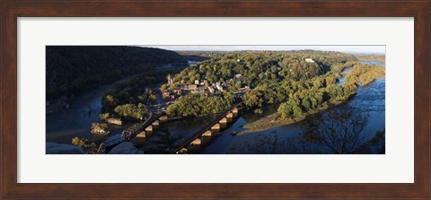 Framed High angle view of a town, Harpers Ferry, Jefferson County, West Virginia, USA Print