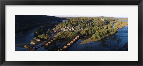 Framed High angle view of a town, Harpers Ferry, Jefferson County, West Virginia, USA Print