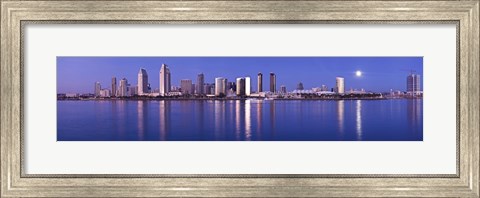 Framed Moonrise over a city, San Diego, California, USA 2010 Print