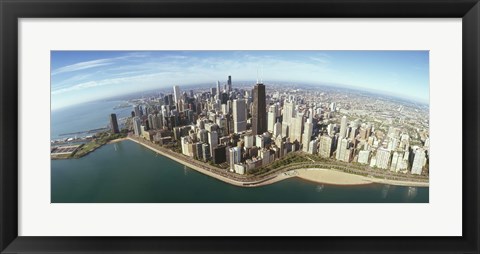 Framed Aerial view of Chicago from the lake, Cook County, Illinois, USA 2010 Print