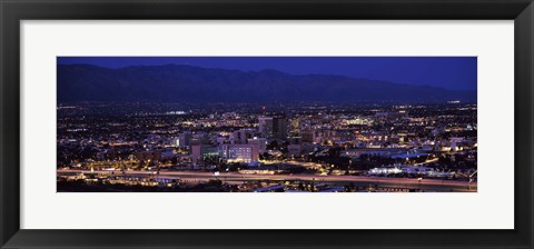 Framed Tuscson skyline at night, Arizona Print