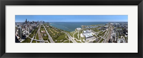 Framed 180 degree view of a city, Lake Michigan, Chicago, Cook County, Illinois, USA 2009 Print