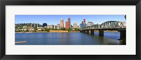 Framed Bridge across the river, Hawthorne Bridge, Willamette River, Portland, Multnomah County, Oregon, USA Print