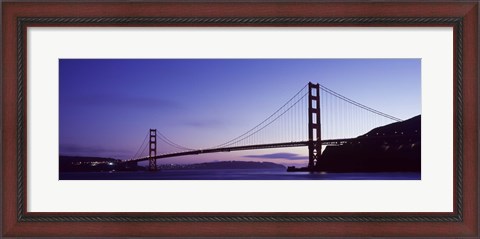 Framed Silhouette of suspension bridge across a bay, Golden Gate Bridge, San Francisco Bay, San Francisco, California, USA Print