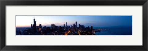 Framed High angle view of a city at dusk, Chicago, Cook County, Illinois, USA 2009 Print