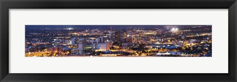 Framed City lit up at night, Tucson, Pima County, Arizona, USA Print