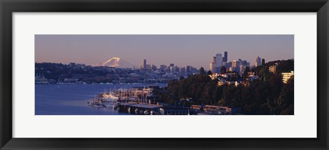 Framed Buildings at the waterfront, Lake Union, Seattle, Washington State, USA Print