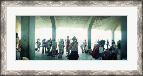 Framed Tourists on a boardwalk, Coney Island, Brooklyn, New York City, New York State, USA Print
