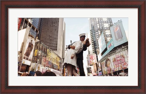 Framed Sculpture in a city, V-J Day, World War Memorial II, Times Square, Manhattan, New York City, New York State, USA Print