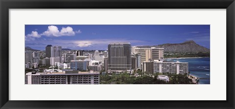 Framed Honolulu Buildings, Oahu, Honolulu County, Hawaii Print