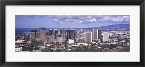 Framed High angle view of a city, Honolulu, Oahu, Honolulu County, Hawaii, USA 2010 Print
