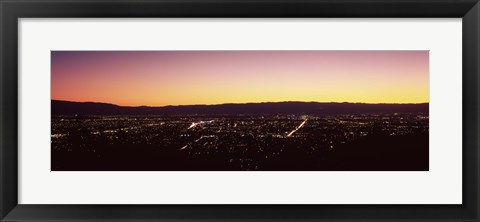 Framed City lit up at dusk, Silicon Valley, San Jose, Santa Clara County, San Francisco Bay, California Print