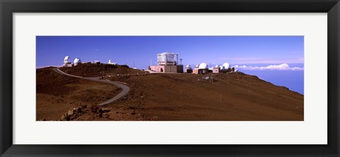 Framed Science city observatories, Haleakala National Park, Maui, Hawaii, USA Print